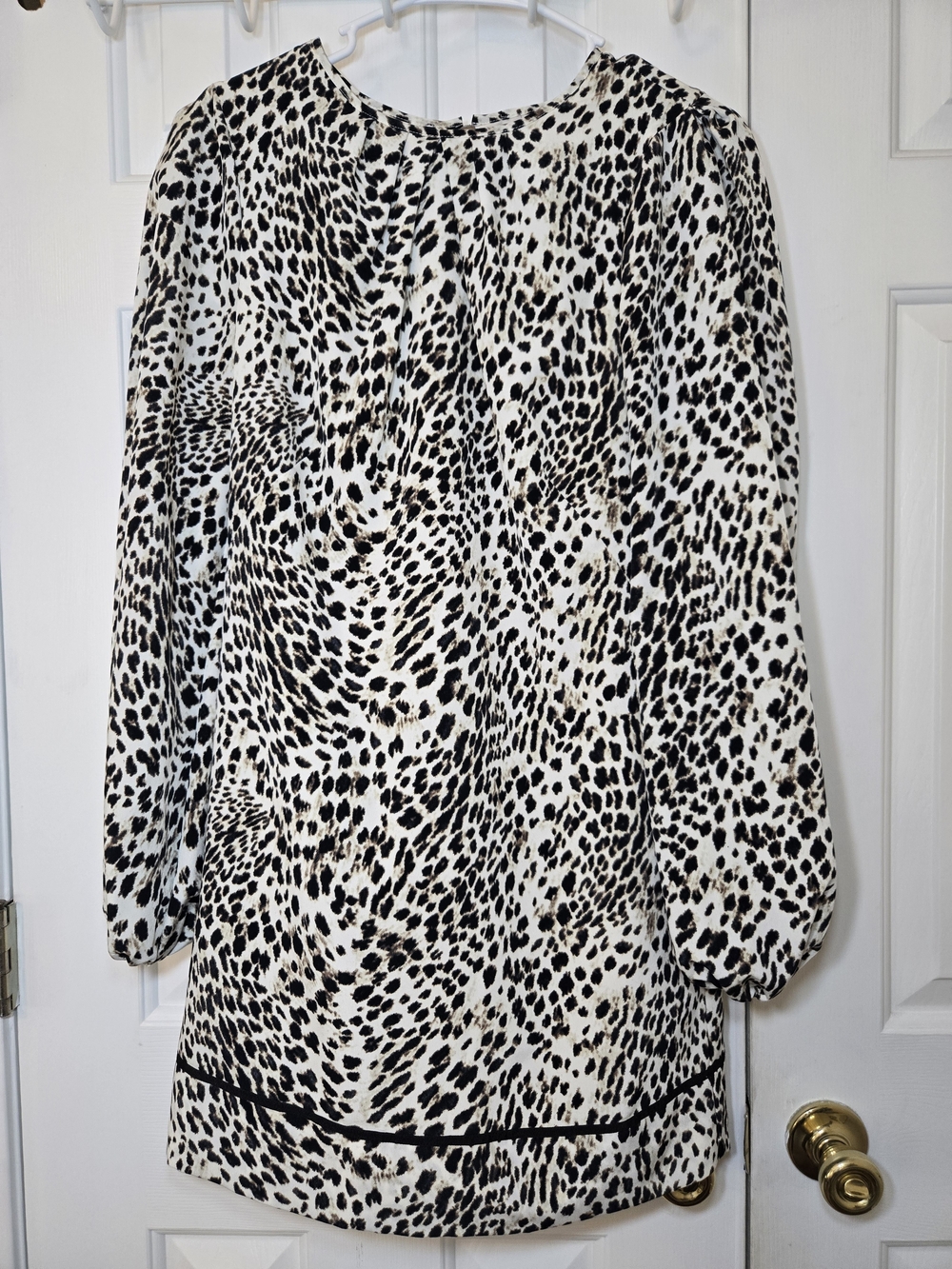Leopard Print Women’s Dress Ling Puff Sleeve Back Zip Size 2